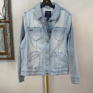 Isaac Mizrahi Light Wash Denim Jacket NWOT 14